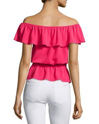 1 STATE 1state Off The Shoulder Ruffled Blouse Horizon Pink