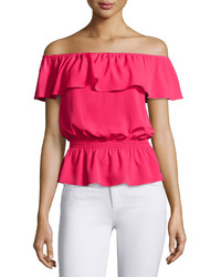1 STATE 1state Off The Shoulder Ruffled Blouse Horizon Pink