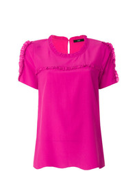 hot pink short sleeve blouse