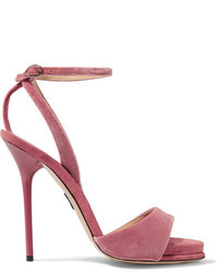 Paul Andrew Clara Velvet Sandals Antique Rose