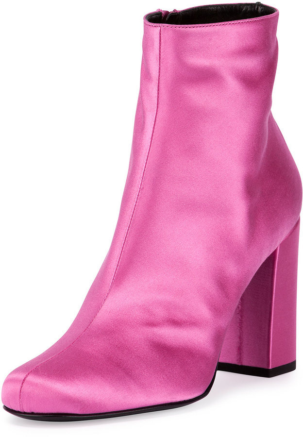 pink satin ankle boots