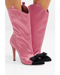 Alessandra Rich Ed Two Tone Satin Ankle Boots
