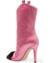 Alessandra Rich Ed Two Tone Satin Ankle Boots