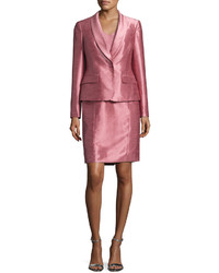 Albert Nipon Satin Single Button Jacket W Dress Pink