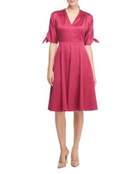Gal Meets Glam Collection Debbie Butter Satin Fit Flare Dress