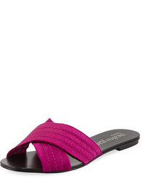 Hot Pink Satin Flat Sandals
