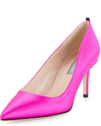 Sarah Jessica Parker Sjp By Fawn Satin Pointed Toe 70mm Pump Fuchsia