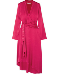 Hot Pink Satin Wrap Dress