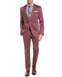 BOSS Hutsongander Trim Fit Solid Stretch Cotton Suit