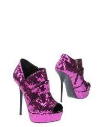 Hot Pink Sequin Ankle Boots