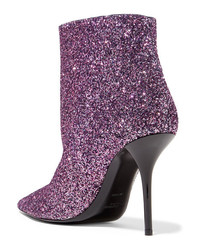 Saint Laurent Pierre Glittered Leather Ankle Boots