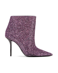 Saint Laurent Pierre Glittered Leather Ankle Boots