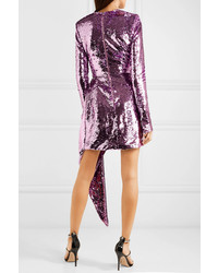 16Arlington Draped Sequined Crepe Mini Dress