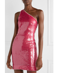 Haney Serena One Shoulder Sequined Tulle Mini Dress