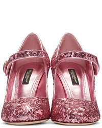 Dolce & Gabbana Pink Sequinned Mary Jane Heels