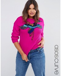 Asos Curve Curve Sweater With Sequin Bird Motif