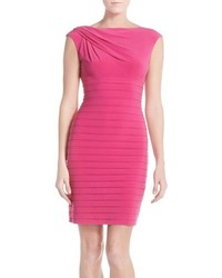 Adrianna Papell Asymmetrical Jersey Sheath Dress Size 8 Pink