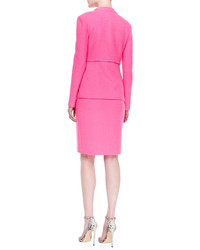 St. John Collection Crinkled Twill Sheath Dress Electric Pink