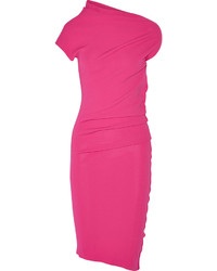 Donna Karan New York Asymmetric Stretch Jersey Dress Fuchsia