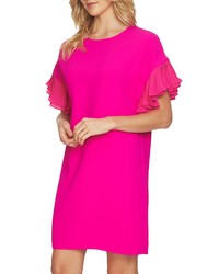 CeCe Tiered Pleated Crepe Shift Dress