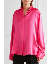 Haider Ackermann Oversized Silk Satin Shirt Bright Pink