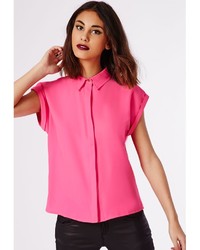 Missguided Ellessa Short Sleeve Shirt Hot Pink