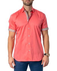 Maceoo Galileo Short Sleeve Button Up Shirt In Pink At Nordstrom