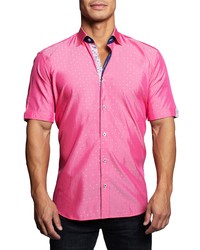 Maceoo Galileo Silverdot Pink Short Sleeve Button Up Shirt