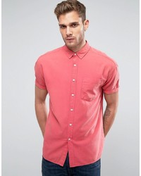 ASOS DESIGN Oversized Oxford Shirt In Rose With Short Sleeve