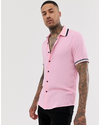 ASOS DESIGN Oversized Viscose Shirt With Rib Detail In Pink