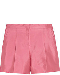 Valentino Pleated Cotton And Silk Blend Shorts