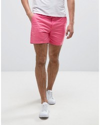 Asos Slim Shorter Chino Shorts In Bright Pink