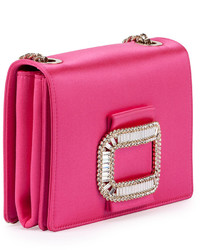 Roger Vivier Tiffany Silk Micro Chain Shoulder Bag Bubble Gum Pink