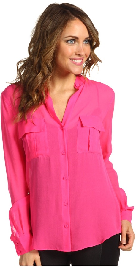 bright pink button down shirt