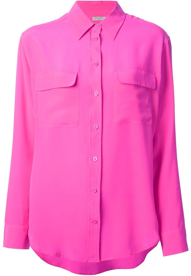 Neon pink store button up shirt