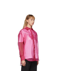MSGM Pink Silk Sheer Shirt