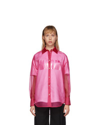 MSGM Pink Silk Sheer Shirt