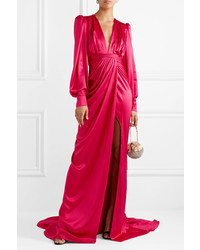 Ong-Oaj Pairam Angelica Ruched Silk Satin Wrap Effect Gown