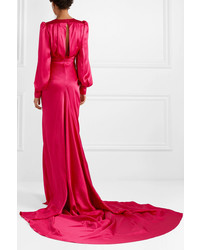 Ong-Oaj Pairam Angelica Ruched Silk Satin Wrap Effect Gown