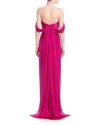 Theia Off The Shoulder Silk Gown