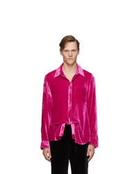 Hot Pink Silk Long Sleeve Shirt