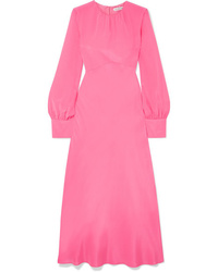 Hot Pink Silk Maxi Dress