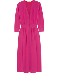 Hot Pink Silk Midi Dress