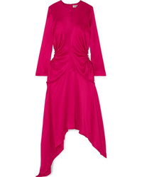 Materiel Asymmetric Cutout Silk Satin Midi Dress
