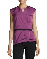 Narciso Rodriguez Belted Modern Peplum Silk Top Pink