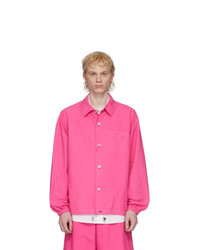 Hot Pink Silk Shirt Jacket