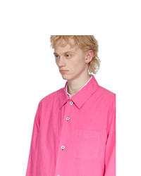 Fumito Ganryu Pink Silk Coach Shirt Jacket