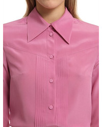 Gucci Silk Crepe Shirt W Pleated Detail
