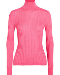 Gucci Ribbed Wool Silk And Cashmere Blend Sweater Bubblegum