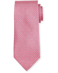 Salvatore Ferragamo Bicolor Gancio Silk Twill Tie Pink